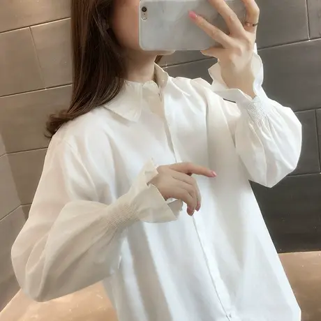 韩版衬衣女士衬衫百搭女装2021年新款春装春款春秋外套设计感小众图片