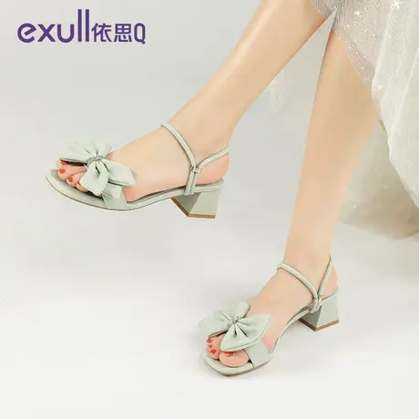 依思q凉鞋外穿女夏2023新款仙女风中跟蝴蝶结配裙子高跟鞋女鞋商品大图