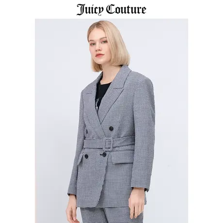Juicy Couture橘滋春季新款轻商务系带格形气质西装休闲时尚外套商品大图