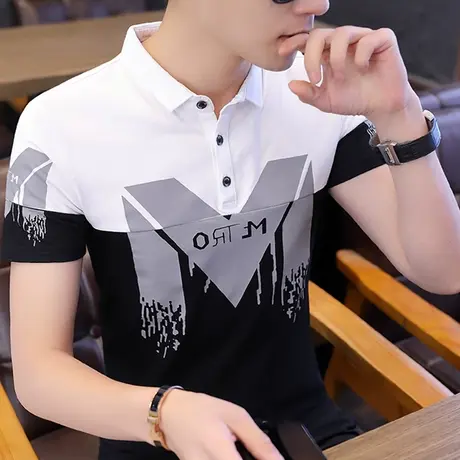 2023夏季新款男士短袖t恤半袖潮牌韩版潮流夏天男装polo衫上衣服商品大图
