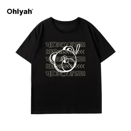 印花新款中长款宽松圆领短袖t恤女情侣装上衣女夏百搭小衫打底商品大图