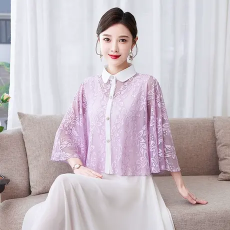 蕾丝小披肩夏季短款防晒开衫女配裙子旗袍外搭短外套斗篷式上衣仙图片