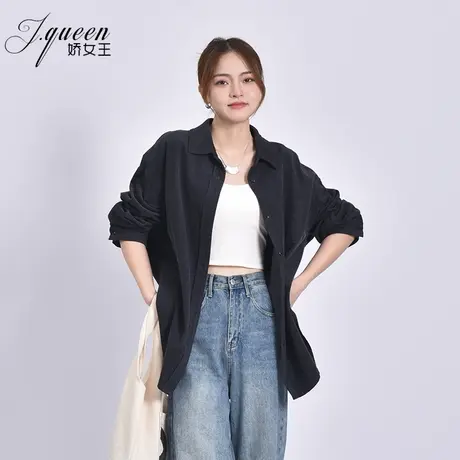 灯芯绒衬衫上衣女2023秋季新款复古百搭宽松显瘦休闲长袖衬衣外套商品大图