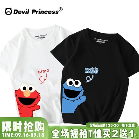 韩国可爱卡通cec短袖女宽松bf港风不一样的情侣装t恤夏学生半袖潮图片