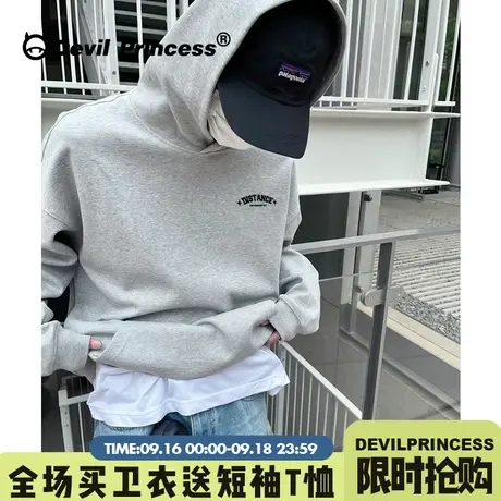 简约风宽松韩版灰色卫衣女通勤百搭早秋新款超好看帽衫上衣ins潮图片