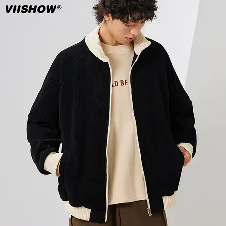 VIISHOW日系复古立领运动夹克男秋季山系cityboy开衫休闲外套男商品大图
