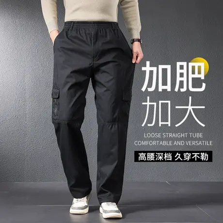 秋季宽松直筒休闲裤男款宽松大码工装裤子男加肥加大男裤春秋厚款商品大图