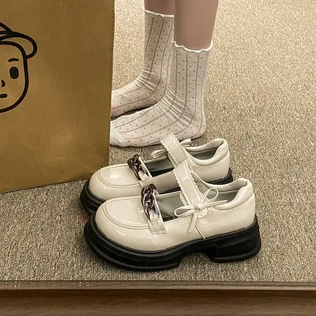 玛丽珍小皮鞋女英伦jk黑色薄款夏季配裙子小众法式增高松糕厚底鞋商品大图