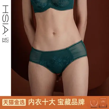 HSIA遐中腰内裤女超薄款性感网纱蕾丝拼接舒适透气纯棉底裆平角裤商品大图