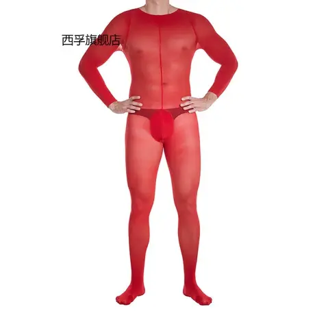 男士丝袜连体衣10D天鹅绒全身衣面膜质感柔软高弹性感透明袜商品大图