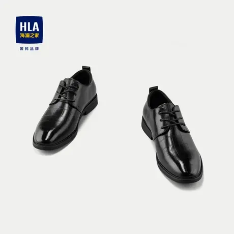 HLA/海澜之家格纹正装皮鞋2024新款牛皮商务有型德比鞋皮鞋男商品大图