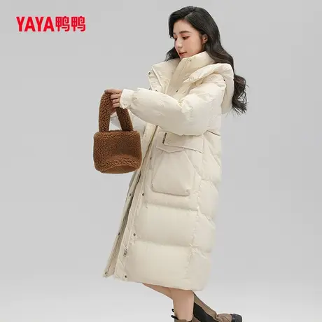 鸭鸭羽绒服女款2023年秋冬新品中长款连帽时尚休闲保暖外套Y图片