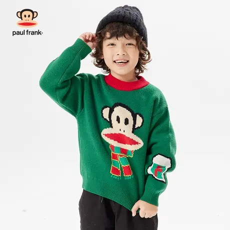 大嘴猴童装儿童毛衣男童2023秋冬新款中大童女童加厚保暖圣诞上衣商品大图