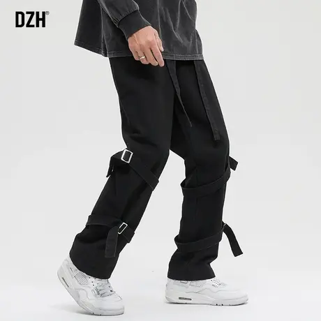 男士工装个性绑带休闲裤男宽松直筒高街vibe美式裤子秋季2023新款商品大图