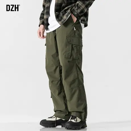 男士美式军绿色工装裤男直筒宽松2023新款秋季裤子男款冲锋机能裤图片