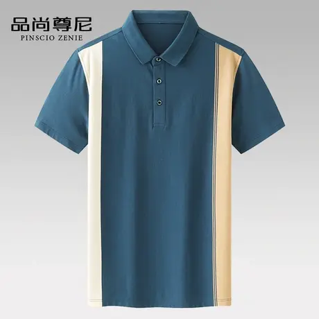 男士t恤短袖2022新款潮流撞色设计感polo衫纯棉夏季中老年爸爸装商品大图