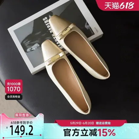戈美其法式气质单鞋女款春季2025新款蝴蝶结小香风平底玛丽珍女鞋商品大图