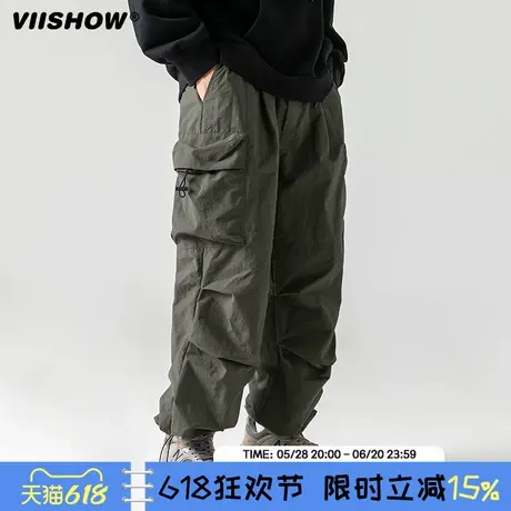 VIISHOW日系户外双膝降落伞兵裤秋季潮牌机能立体口袋工装休闲裤商品大图
