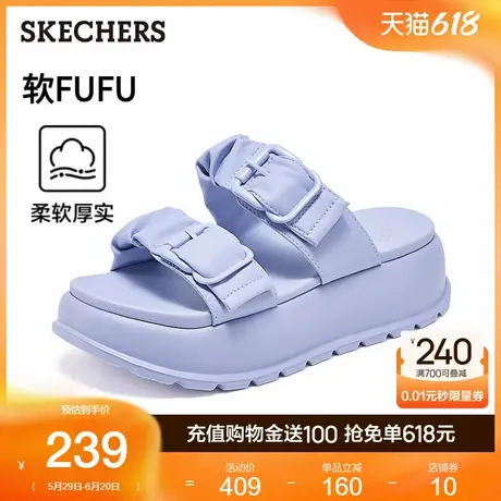 Skechers斯凯奇女鞋2025夏季新款时尚拖鞋纯色百搭凉鞋厚底踩屎感图片