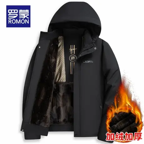 罗蒙中老年爸爸装棉服外套男士加绒加厚棉衣2025新款冬季保暖棉袄图片