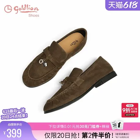 金利来英伦风小皮鞋女2025春季新款女鞋羊皮休闲驾车一脚蹬乐福鞋商品大图