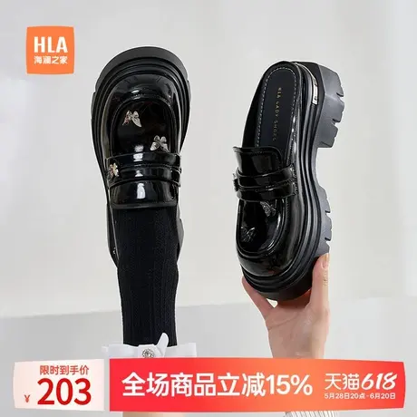 HLA/海澜之家拖鞋女鞋2024夏季新款厚底增高穆勒拖一脚蹬蝴蝶凉拖商品大图