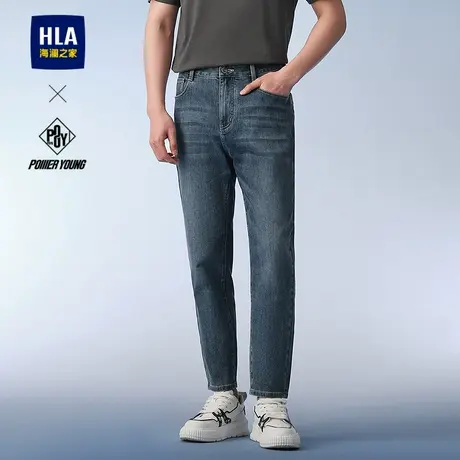 HLA/海澜之家POWER YOUNG宽松牛仔裤25春夏新五袋九分锥形裤子男商品大图