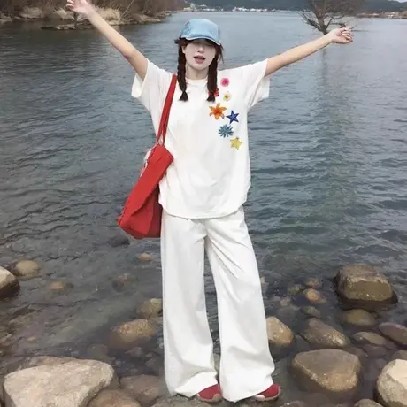 纯棉白色重磅短袖t恤女2025新款夏季宽松美式潮牌oversize上衣服图片