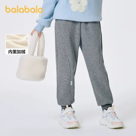 巴拉巴拉童装女童加绒裤子冬装中大童卫裤字母儿童保暖潮宽松时尚商品大图
