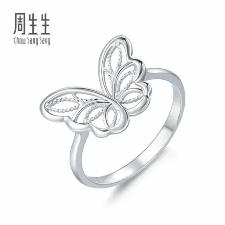 周生生蕾丝系列Pt950铂金蝴蝶戒指女生珠宝ins风90255R商品大图