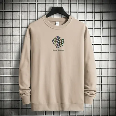 重磅纯棉卫衣男2023新款秋冬款无帽上衣服宽松潮流摇粒绒圆领长袖商品大图