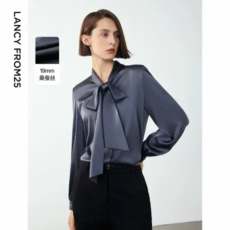朗姿法式高级感桑蚕丝飘带领衬衫气质职业别致衬衣2024年冬季新款商品大图