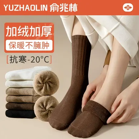 厚袜子女士中筒袜秋冬季加绒加厚长筒袜保暖月子长袜毛巾底冬天女商品大图