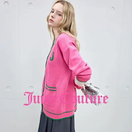 【含绵羊毛】Juicy Couture橘滋外套女25年秋季新款提花针织开衫商品大图