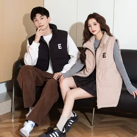 唐狮冬季新款情侣羽绒服马甲百搭黑色保暖外套设计感超好看TD图片