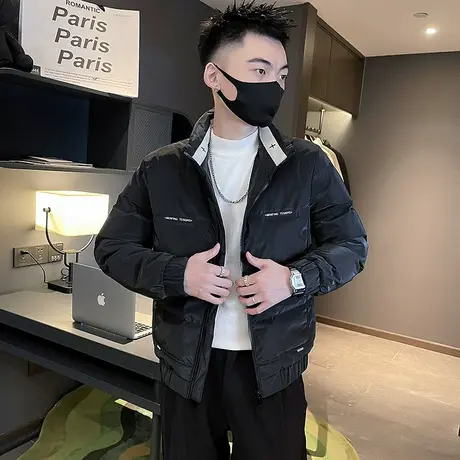 高级感男士轻薄羽绒服潮流韩版2023年冬季小众白鸭绒立领加厚外套图片