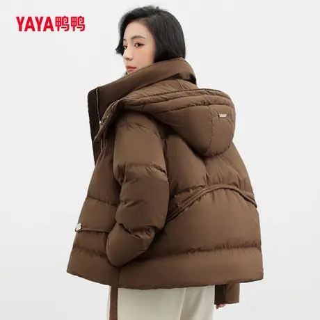 鸭鸭羽绒服女2023新款冬季短款时尚休闲连帽保暖羽绒外套S图片