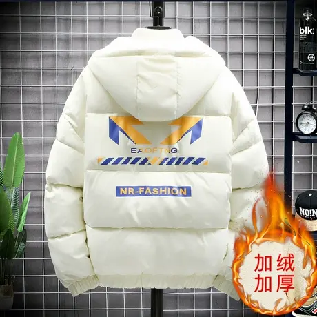 羽绒服男短款2023新款青少年加绒面包服潮牌学生冬季外套男士棉衣商品大图