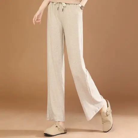 韩潮袭人垂感高级感黑色窄版阔腿裤女2024新款春装直筒休闲长裤子图片