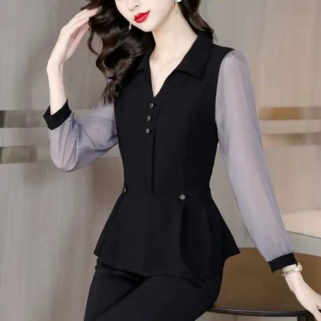 打底衫女春秋款内搭2023新款长袖t恤时尚v领减龄漂亮洋气小衫遮肚商品大图