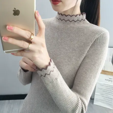 半高领套头针织衫女士秋冬2023年新款内搭洋气修身打底衫毛衣洋气商品大图