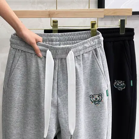 灰色卫裤男春秋2023新款潮牌束脚运动裤篮球韩版潮流男裤子休闲裤商品大图