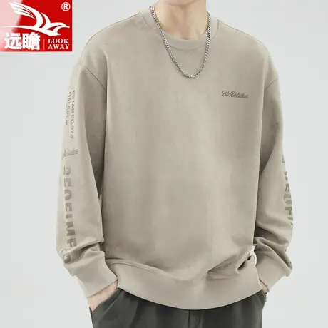 春秋季卫衣男士2023新款圆领套头宽松长袖T恤男潮牌休闲上衣男款图片