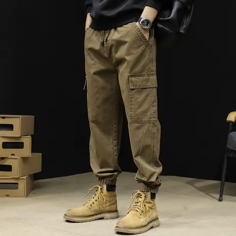 美式复古工装裤男2023新款潮牌休闲束脚男裤大码秋冬纯棉裤子秋季商品大图