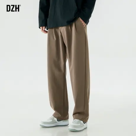 男士咖啡色直筒西裤男夏季宽松休闲裤垂感裤子西装裤长裤潮牌男裤商品大图