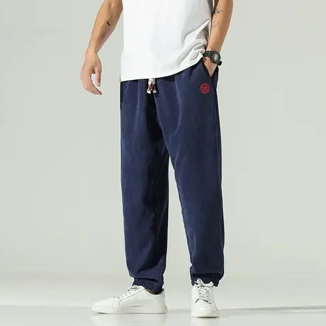 秋冬男裤灯芯绒束脚复古休闲裤中国风大码收口哈伦裤刺绣标长裤潮商品大图