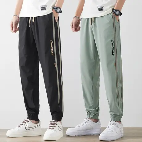 夏季薄款运动裤男士束脚宽松紧腰夏天休闲裤子2023新款青少年冰丝商品大图