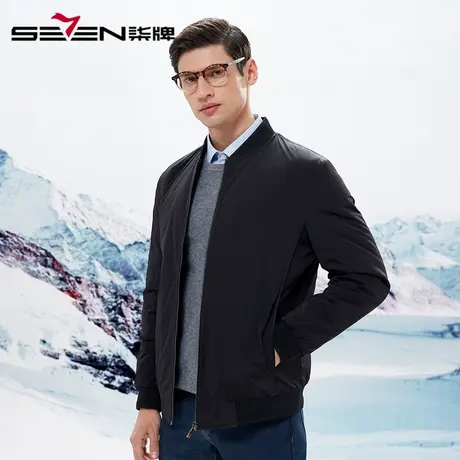 柒牌男装清仓短款棉服商务休闲棒球领修身夹克外套保暖棉衣冬图片