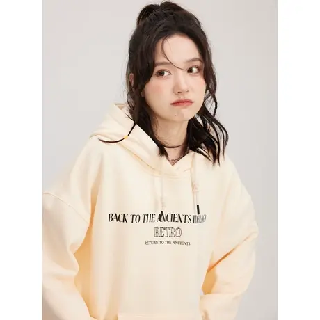 尔给连帽潮牌宽松重工保暖卫衣加绒加厚女2022新款冬季韩版慵懒风图片