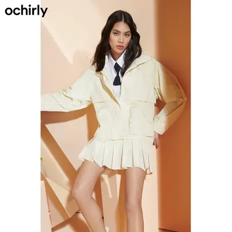 【呼呼严选专享】欧时力新款秋冬搭片连帽两穿领运动宽松休闲外套图片